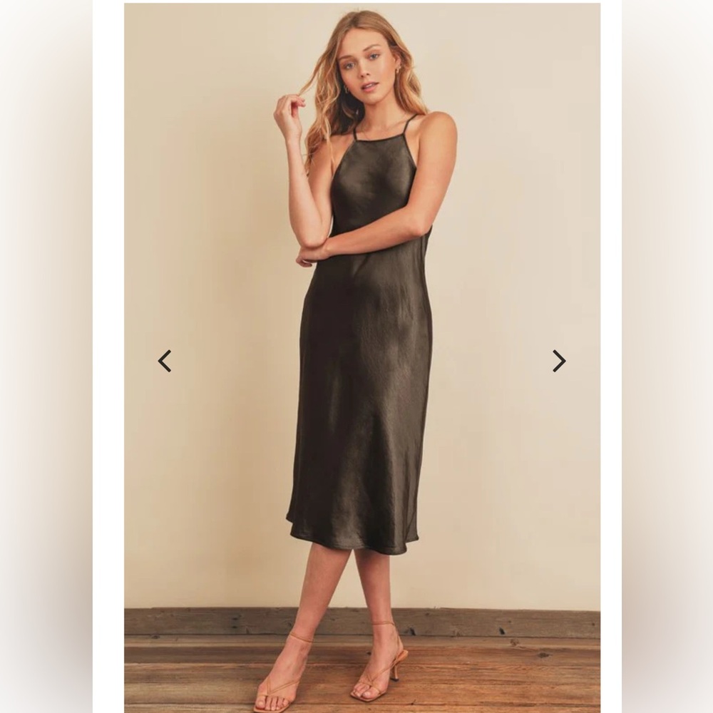 Satin Halter Midi Dress